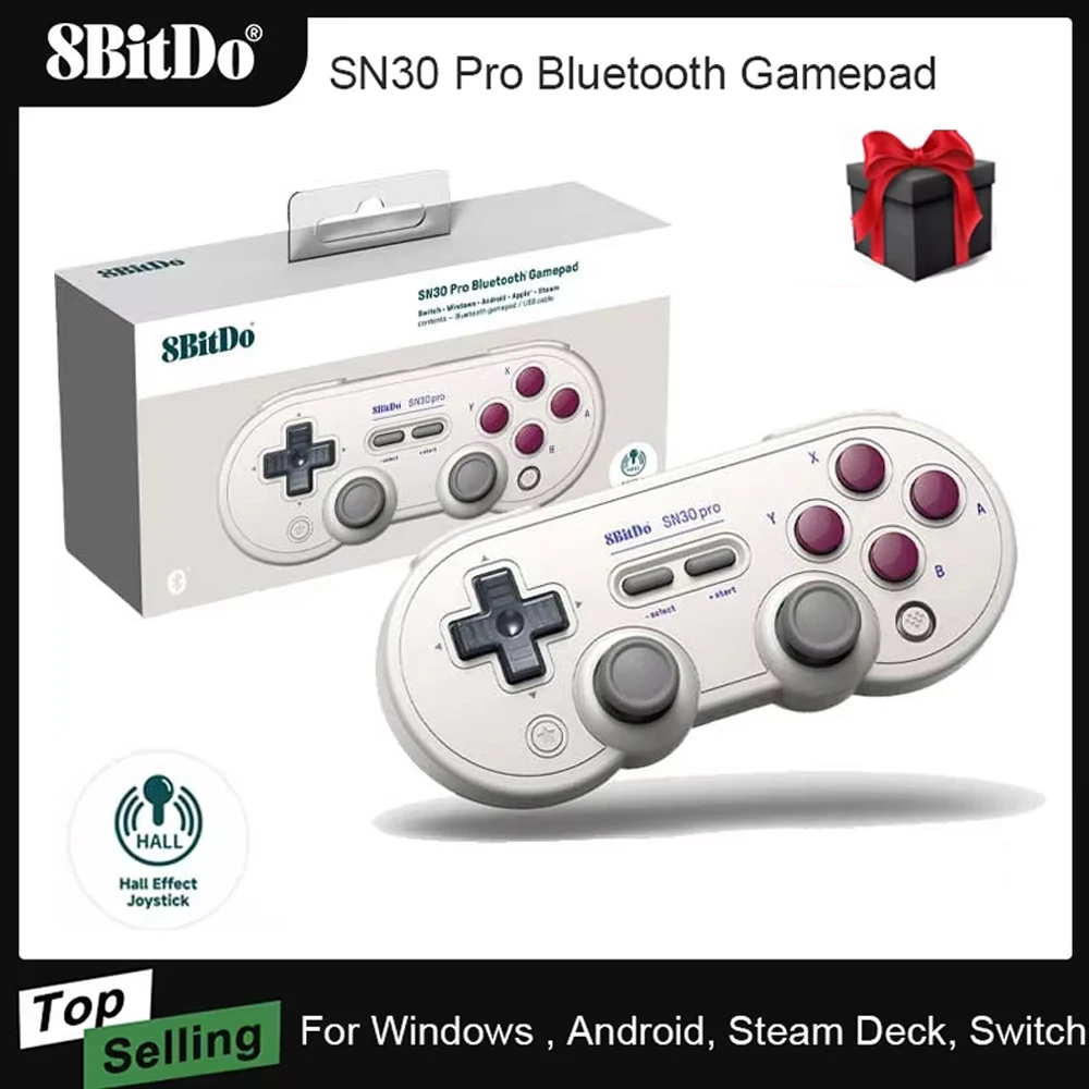 لوحة ألعاب جديدة 8Bitdo SN30 Pro مزودة بتقنية البلوتوث، عصا تحكم لاسلكية في الألعاب لجهاز نينتندو سويتش NS OLED MacOS أندرويد Steam Raspberry