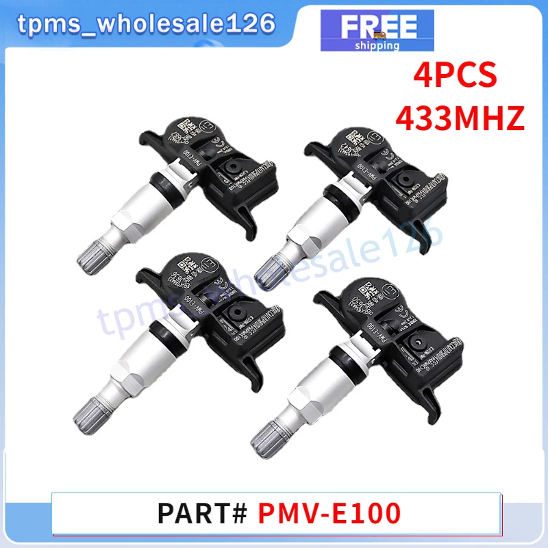 4PCS Tire Pressure Monitoring System Sensor PMV-E100 For Toyota Avalon Camry 4Runner Corolla 433MHZ TPMS 42607-02100 42607-02090