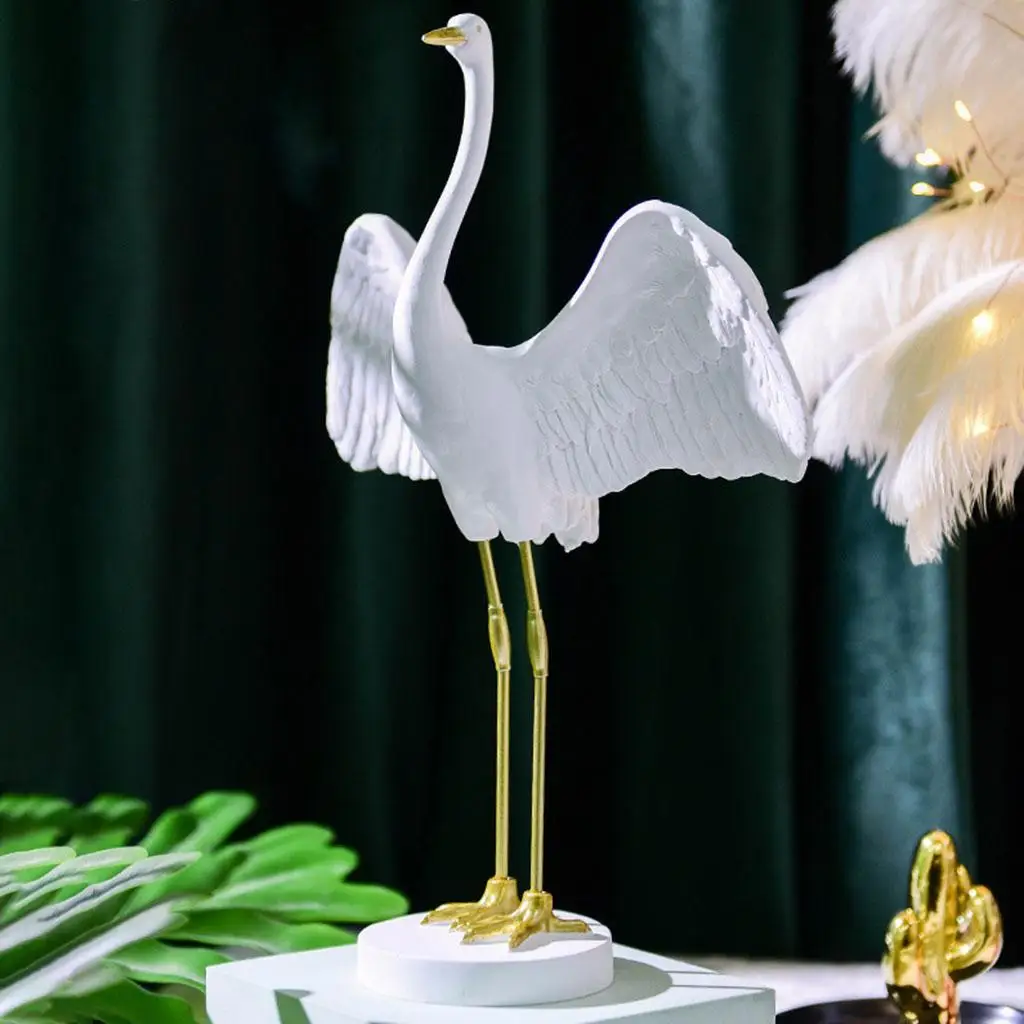 Modern Crane bocian Egret Birds figurka ręcznie robiona statua figurki z żywicy stojący żuraw statua Ornament kryty Home Decor