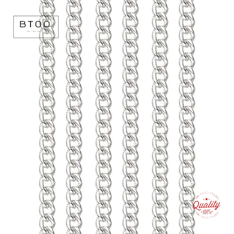 Sterling Silver 925 Curb Gourmet Chain Unfinished Chain for DIY Jewelry Making Supplies Chains Findings Anklet Bracelet