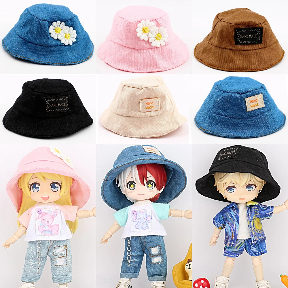 Sombrero de muñeca Ob11, sombrero de pescador hecho a mano, sombrero para el sol, accesorios para muñecas Nendoroid, cabeza de arcilla Gsc, Obitsu11, Molly, 1/12 Bjd