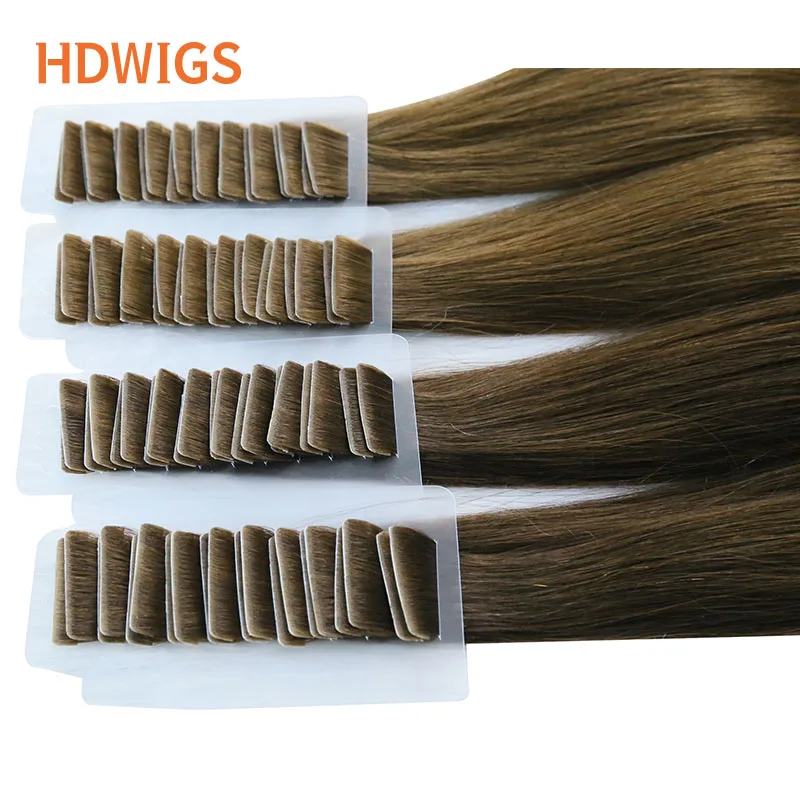 Extensiones de cabello humano de trama de piel para mujer, pelucas de alta densidad, cabello humano virgen brasileño liso, cinta en fusión, extensión de cabello Natural 613