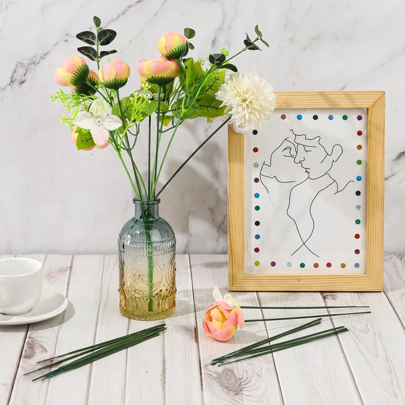 10/20pcs Green flower stem iron wire Valentine\' Wedding Celebration bridal bouquet Home vase DIY manual accessory material decor