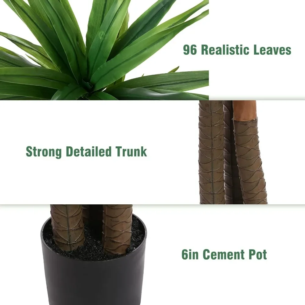 Dracaena Silk Plant Corn Stalk 6ft Tall Faux Plants Indoor Large Fake Plants Potted Yucca Tree Tropical Floor Plants Artificial