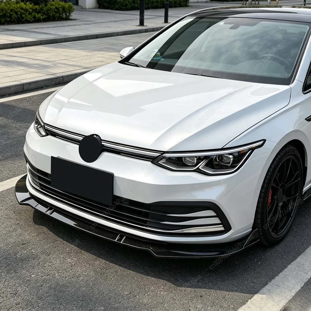 Front Bumper Spoiler Lip Cover Chin Splitter ABS Gloss Black Accessories For VW Golf 8 MK8 R-Line PRO 2020-2024 Body Kits Tuning