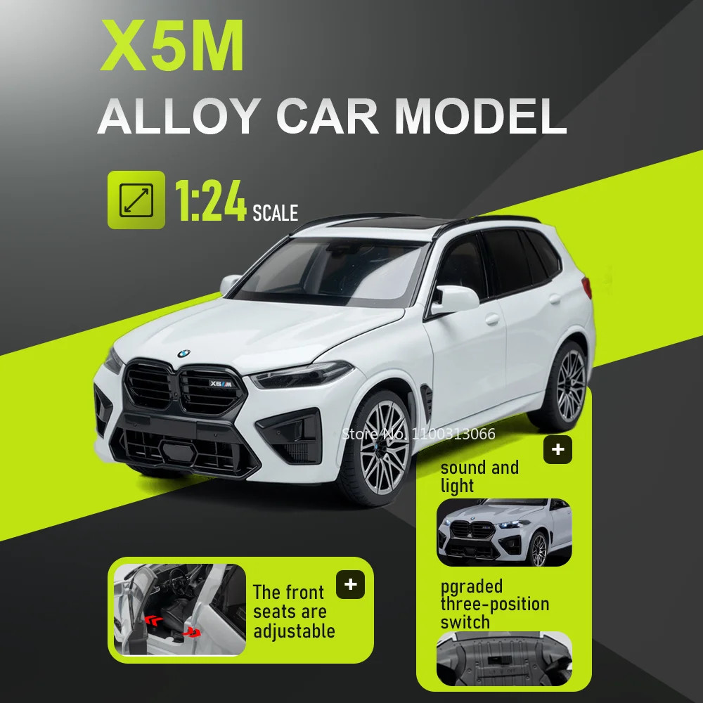 

Миниатюрные машинки 1:24 X5M M3, литые под давлением, из сплава, с открывающимися дверями, амортизацией, рулевым управлением передними колесами, для декора комнаты