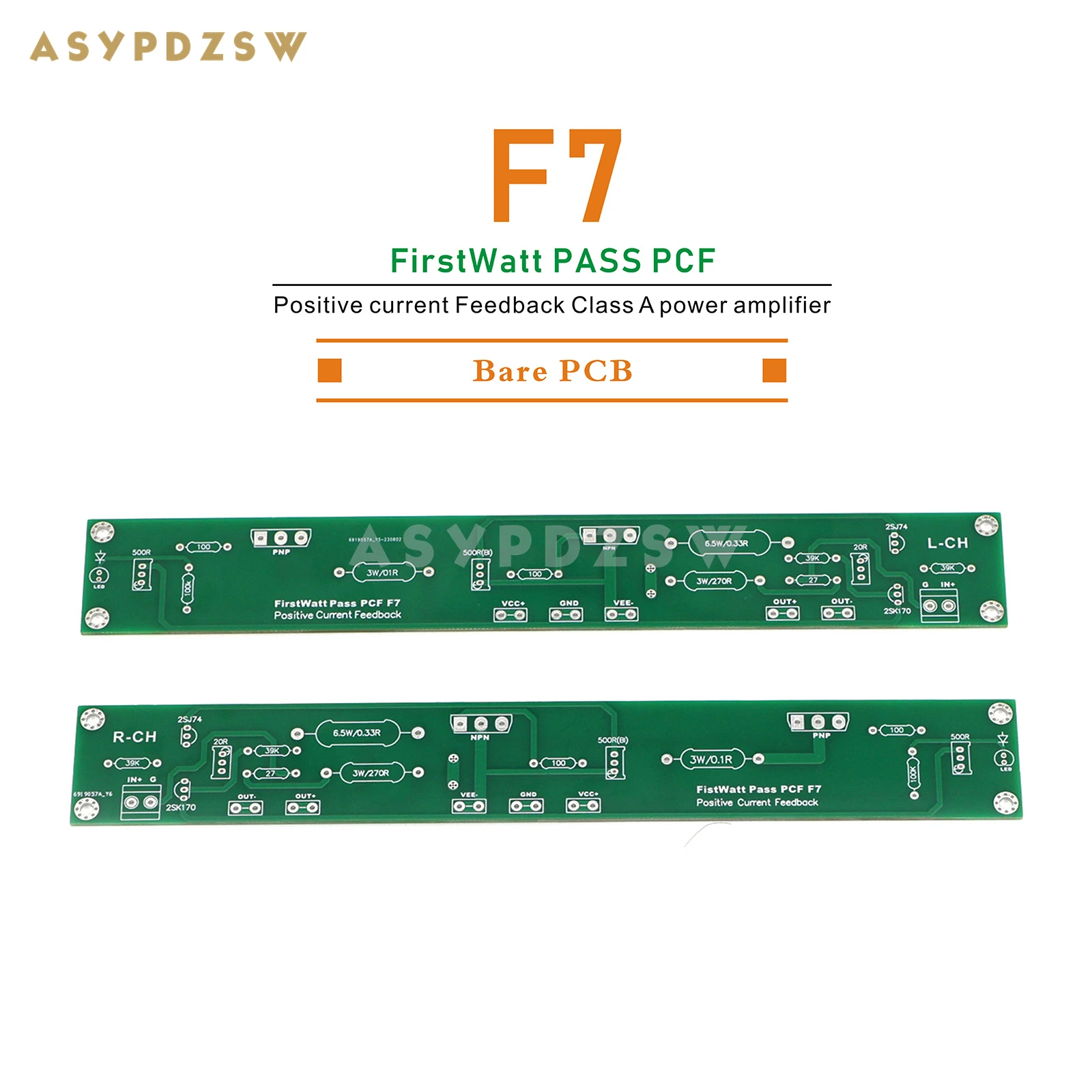 

1 Pair Stereo FirstWatt PASS PCF F7 Positive current Feedback Class A power amplifier bare PCB 20W+20W