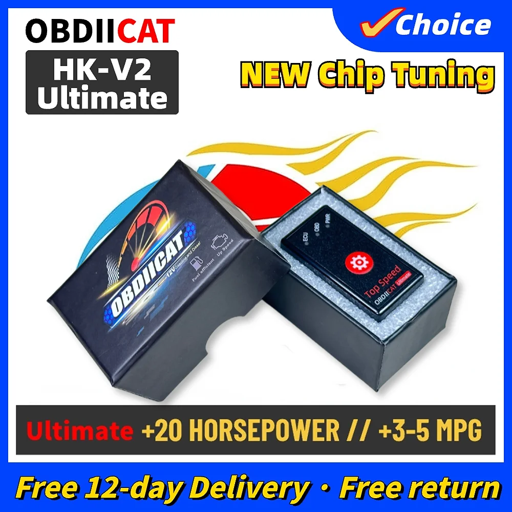 OBDIICAT HK-V2 Chip Tuning Box More Power Torque Save Fuel Saver Update HK01 For 12V Gasoline Diesel