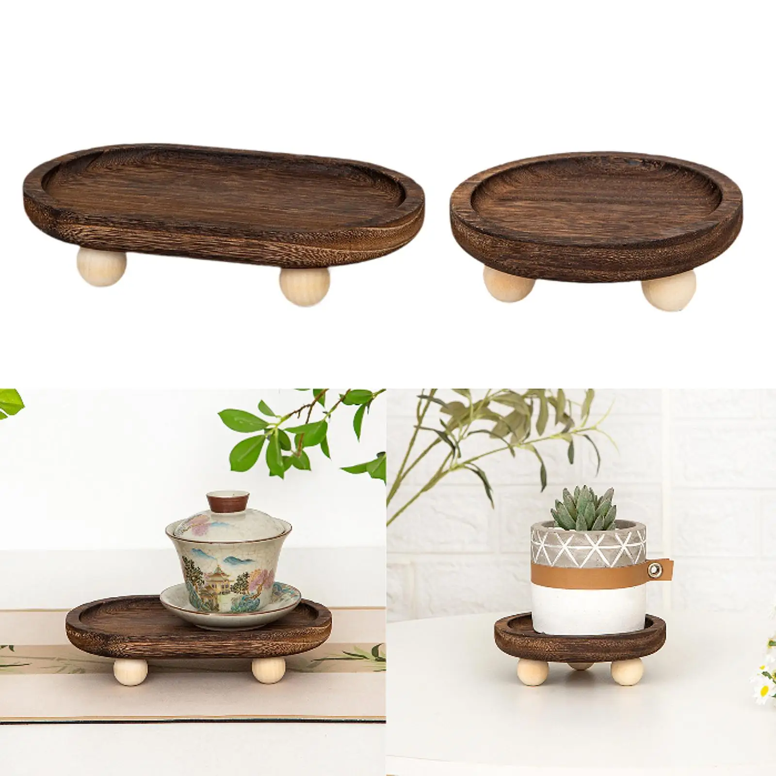 Wooden Riser Tray Space Saving Serving Holder for Sink Valentine Coffee