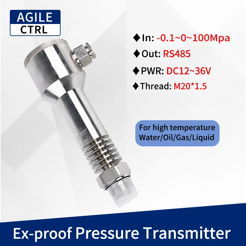 

RS485 High Temperature Anti-explosion Hydraulic Oil Fuel Pressure Sensor DC24V 0-100Mpa Ip65 Air Water Pressure Transmitter