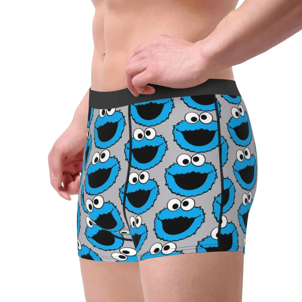 Custom Cookie Monster Face Cartoon Boxers Shorts Men\'s Sesame Street Briefs Underwear Novelty Underpants