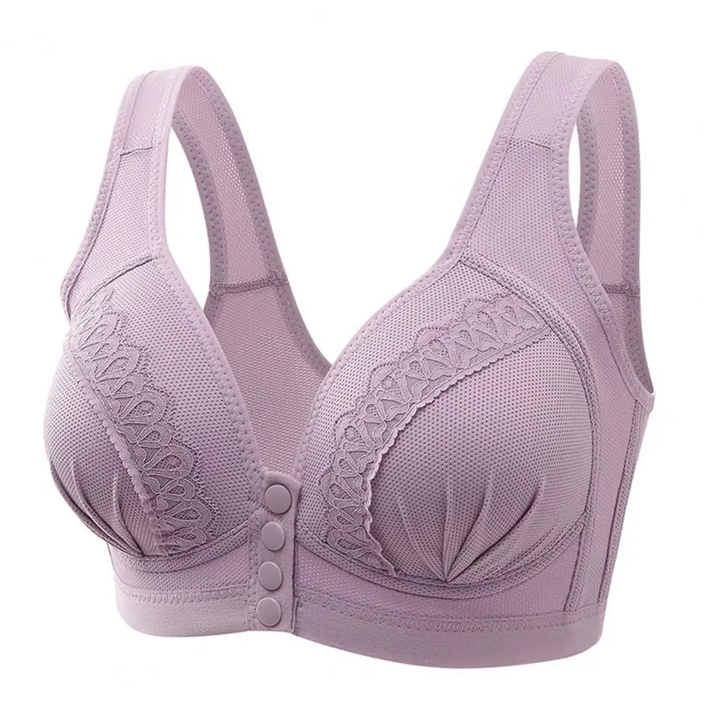 Nuevo sujetador de talla grande con hebilla frontal para mujer, Push up Sexy, copa fina ajustable, transpirable, cómoda, ropa interior para mamá de mediana edad