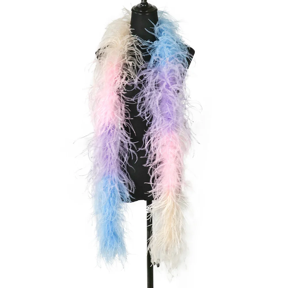 

2 Meter Four-Color Ostrich Feather Strips Stage Performance Props Boa Costume Clothing Women Scarves Shawl Entertainment Custom