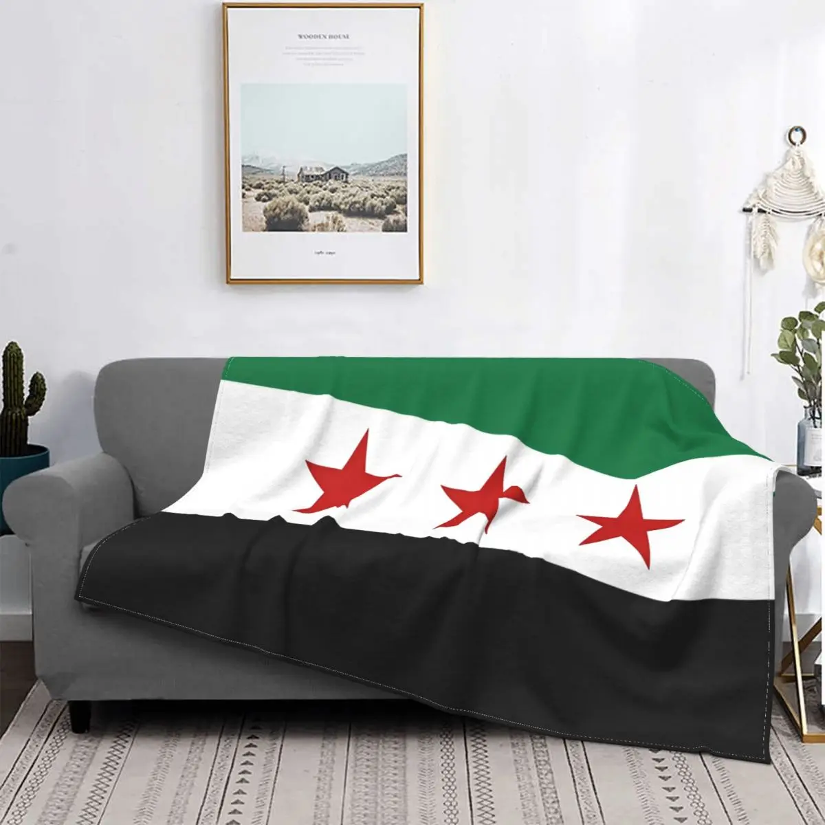 Old Syria Flag Strip Green White Black With 3 Red Stars An Ultra-Soft Micro Fleece Blanket