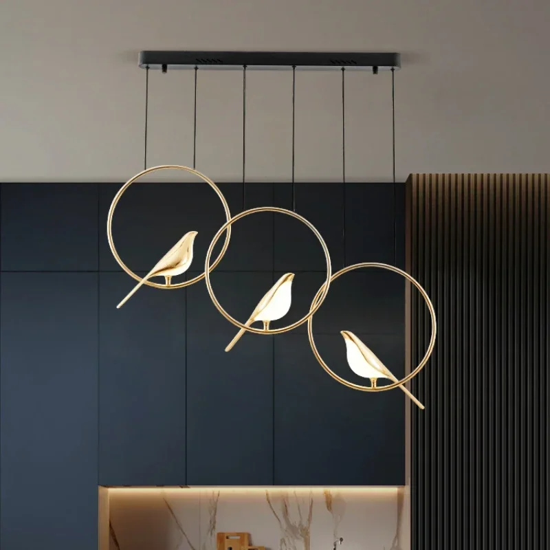 

2026 for Pendant Lamps Postmodern Art Gold Magpie Bird LED Chandelier for Loft Living Room Restaurant Home Decoration