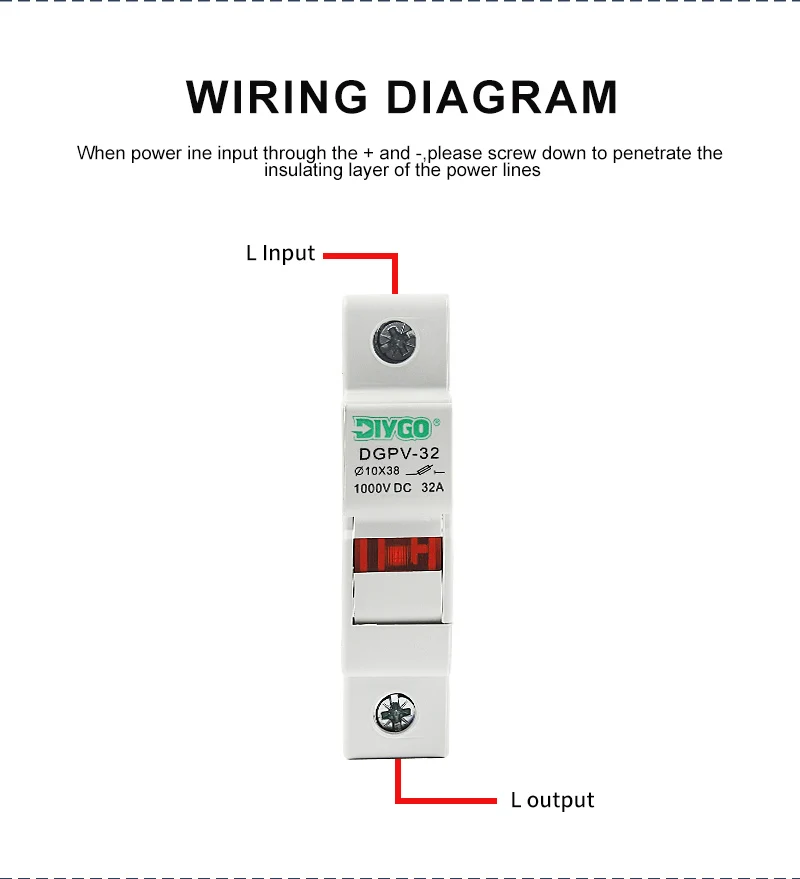 DIY GO 1P Solar-PV 1000V Sicherungshalter Geeignet für 10*38mm PV-Sicherungselemente Solarsystem-Schutzbasis Photovoltaik-Schutz DGPV – Detail 9