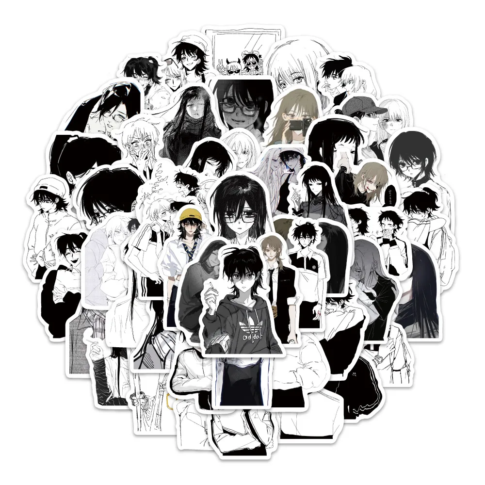 

10/30/60PCS New Anime Game Black and White Stickers DIY Gift Kids Toy Decal for Laptop Phone Scrapbook Luggage Cup Fridge Decor
