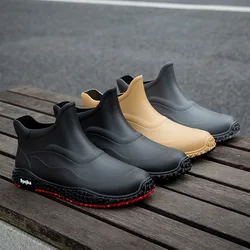 Rubber Shoes for Fishing Husband Rainboots Waterproof Men Galoshes Non Slip Work and Safety Shoes Man Ankle Water Boot Footwear