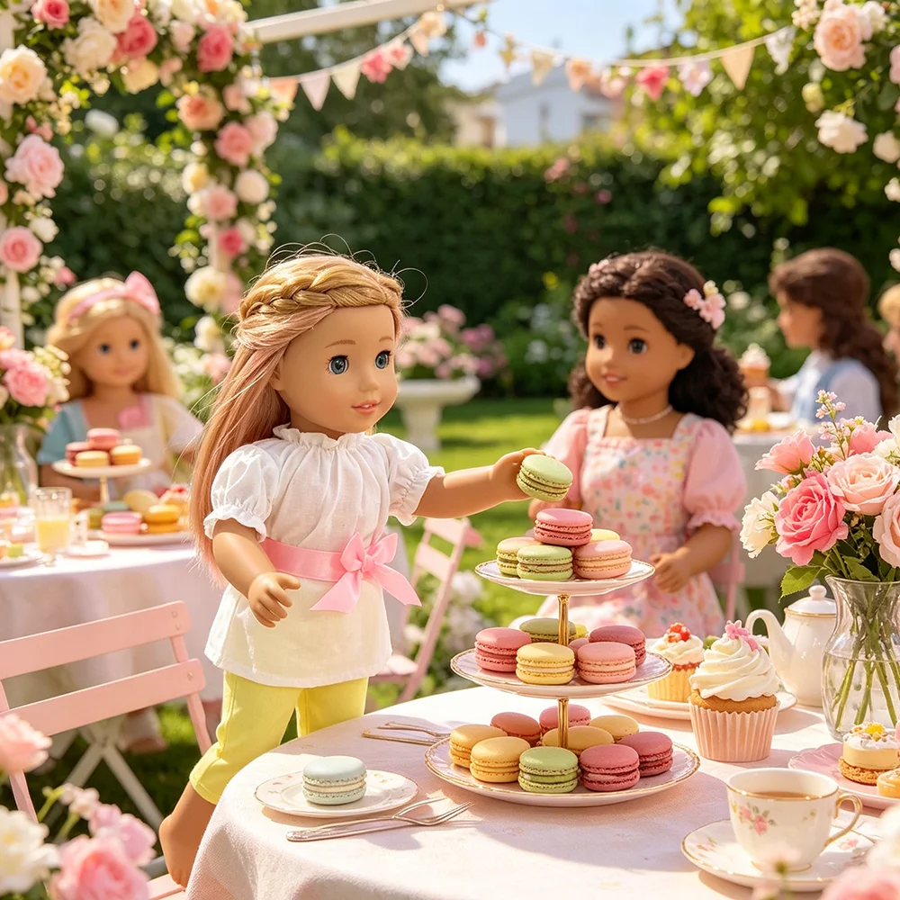 

18 inch doll girl set simple solid color set polka dot dress suitable for 18 inch dolls, a must-have dress for doll showcase