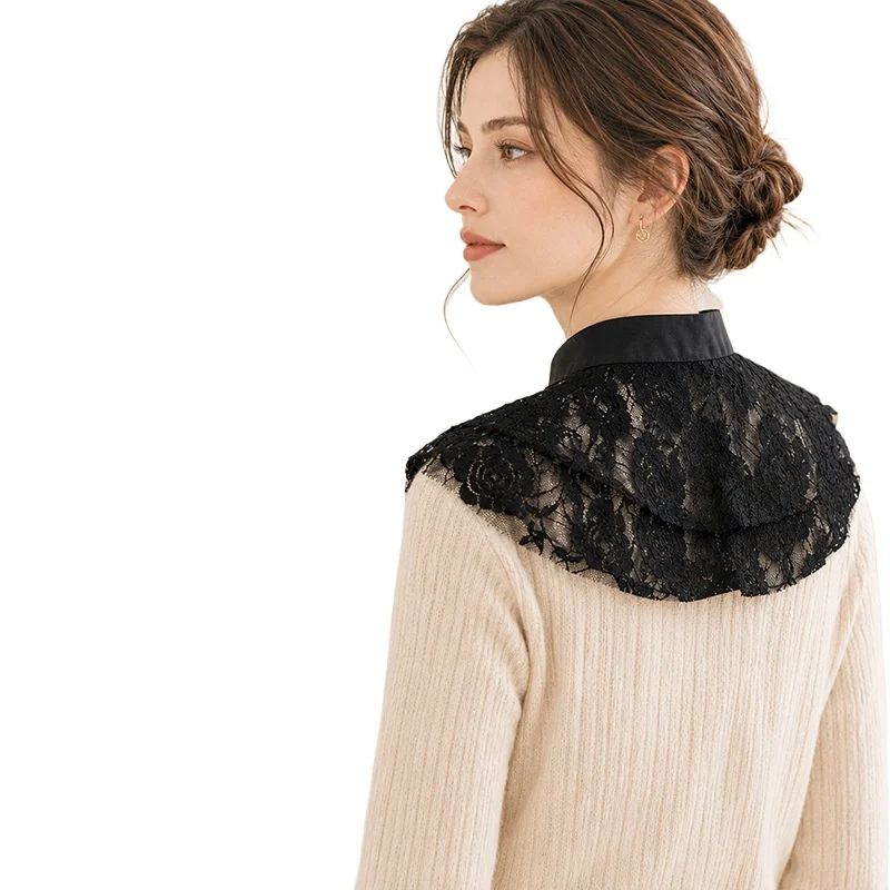 Vintage Lace Shirt Collar for Women, Retro Detachable False Collar Overlay for Sweater or Blouse