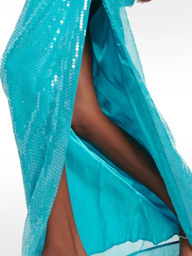 Bow Tie Jazz Dance Costumes Rave Dress Models Irregular Urban Latin Women One Shoulder Stage Sequins Y2k Dresses 2025 New - Image 3