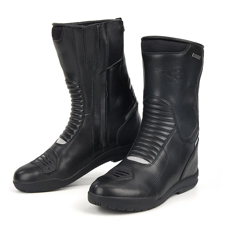 

2PC Motorcycle Riding Boots Men's Cowhide Waterproof Mid-Calf Boots for Riding Motocross for All Seasons Motorbike Accessories