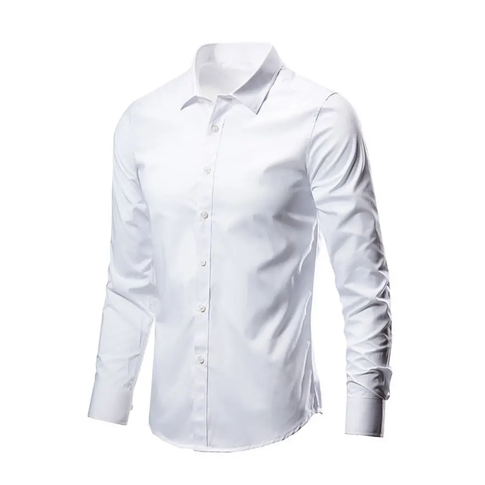 New Mens Long Sleeve Dress Shirt Formal Business Slim Fit Professional Career Wear Non Iron Solid Casual Button Up Shirts