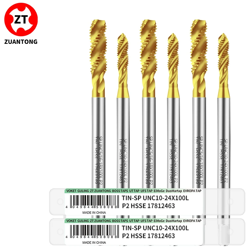 

Метчики ZUANTONG HSSE-M35 JIS Standard с длинным хвостовиком 100 мм, спиральные, UNC 2-56, 6-32, 8-32, 1/4, 1/2, UNF 10-32, для машинной нарезки резьбы