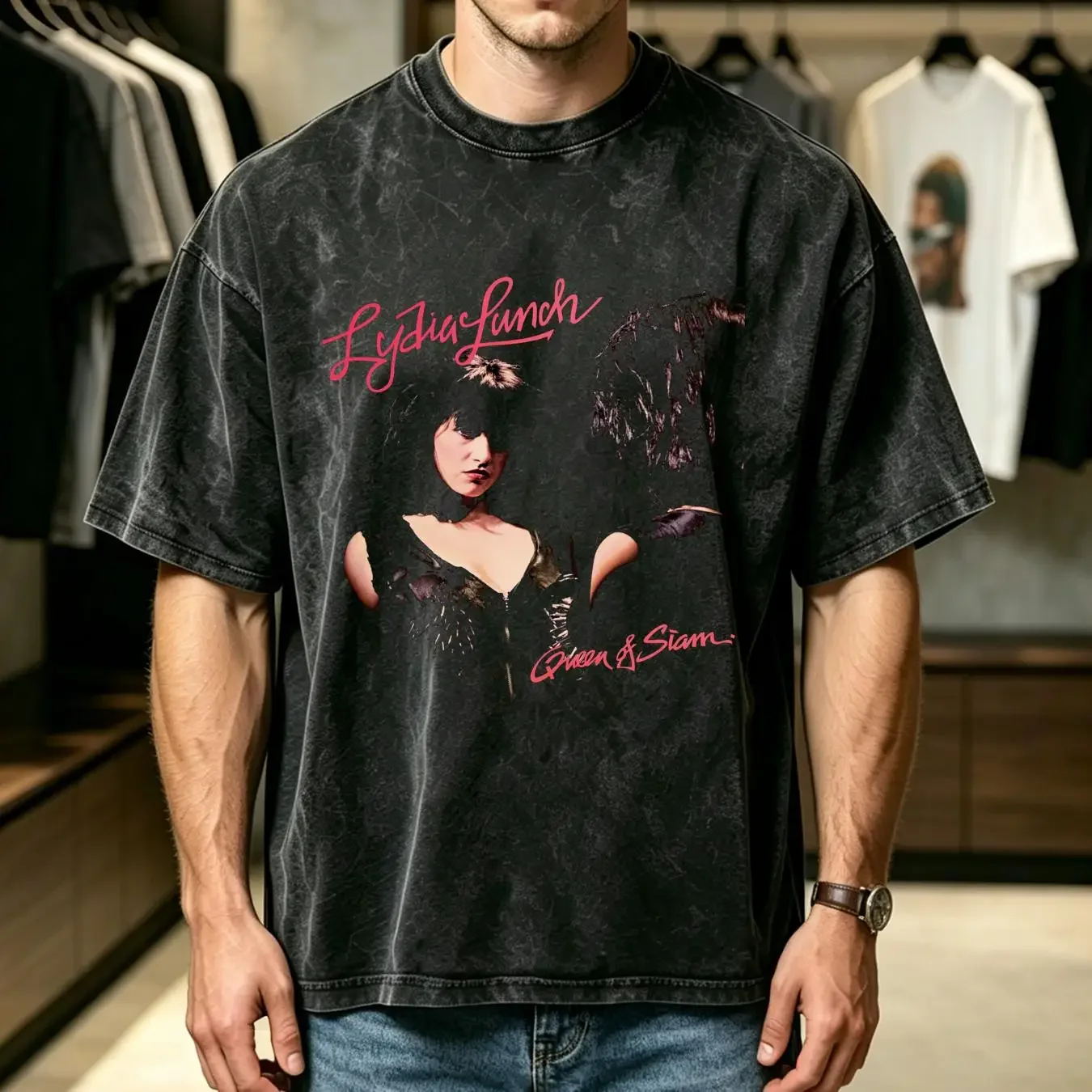 washed T Shirt Lydia Lunch queen n siam album black Cotton All Sizes TA3726 long sleeves vintage Washed Comfortable graphic
