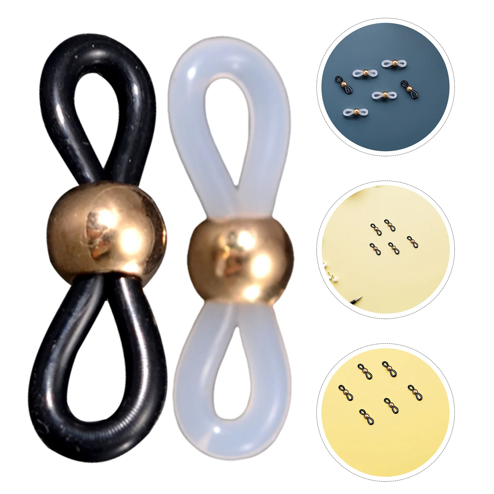 

300Pcs Eyeglass Chain Connector Ends Soft Silicone Retainer Buckles for Women Men Non-Slip Glasses Strap Holder Necklace
