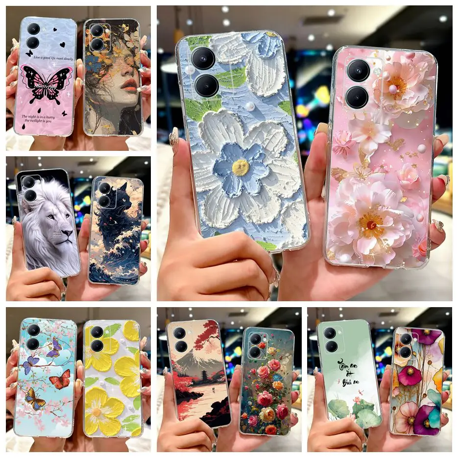 For Realme C33 2023 Case RMX3627 Colorful Flowers Painted Cover Soft Silicone Case For Realme C31 C 33 RealmeC31 RealmeC33 Shell
