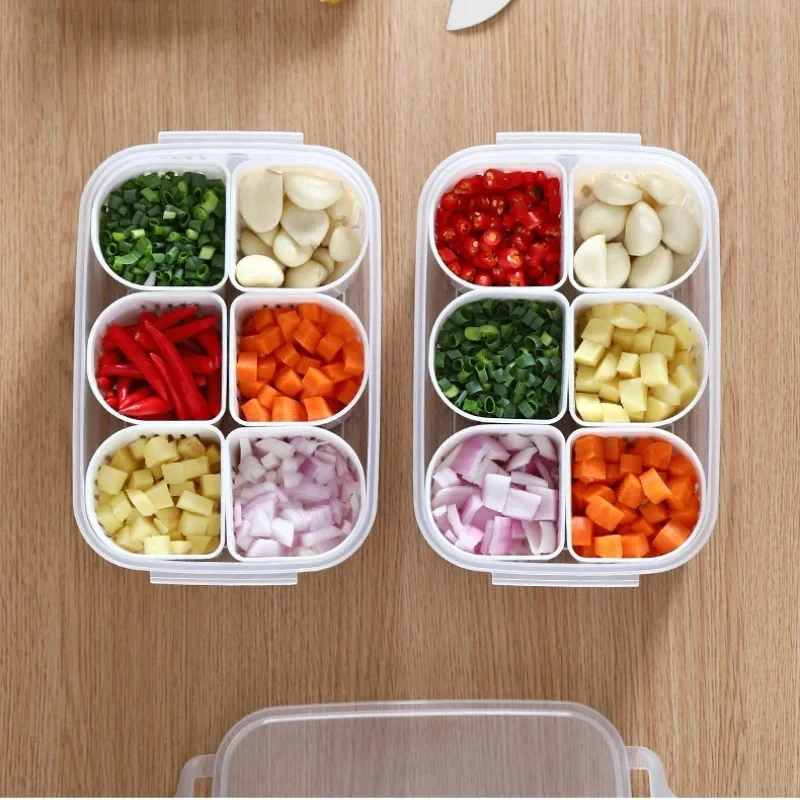 Food Storage Box Kitchen Refrigerator Fresh-Keeping Box Vegetable Fruit Drain Basket Kitchen Garlic Pepper Organizer With Lid