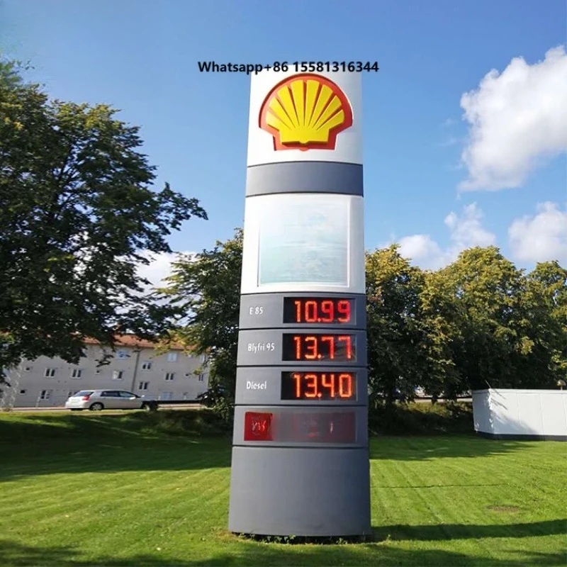 Gas Station Advertising Totem Pylon Sign  Fuel Oil Gas Petrol Led Gas Price Sign Board Panel Display Screen