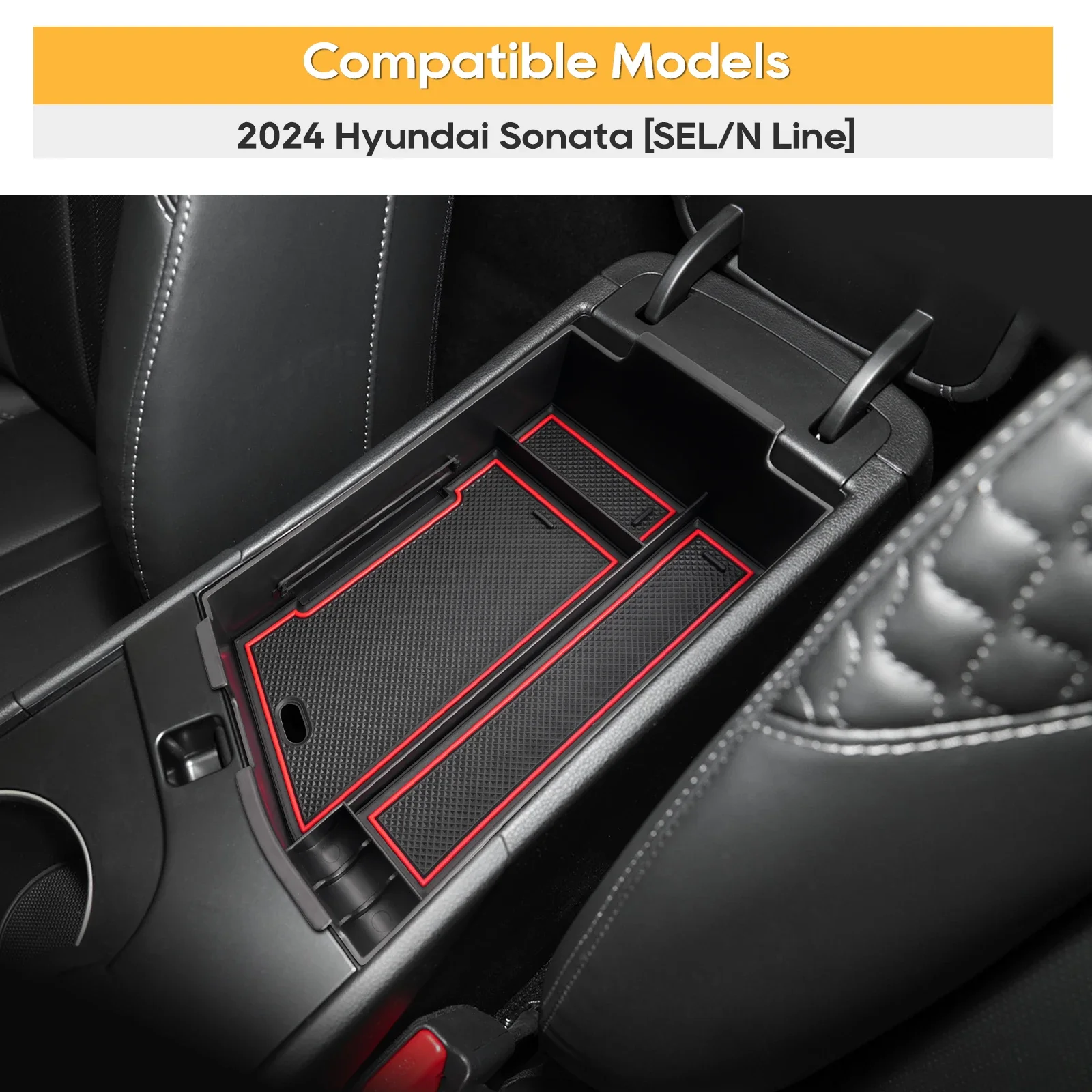 صندوق تخزين مسند ذراع السيارة لشركة هيونداي سوناتا 2024 2025 حاوية التحكم المركزي ملحقات السيارات الداخلية هيونداي سوناتا #2