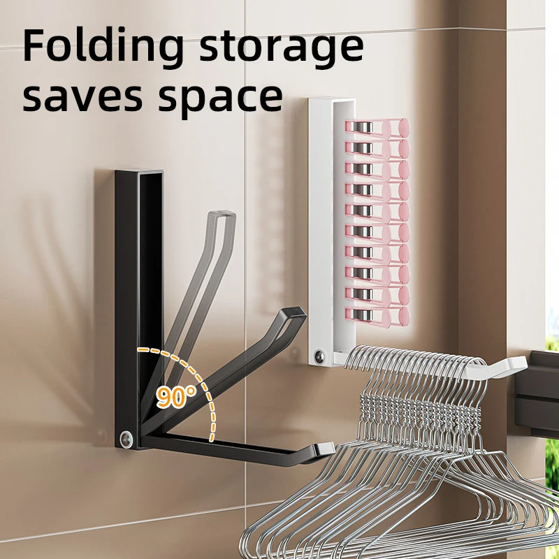 Hanger Clip Storage Rack Retractable Perforation-free Shelves Dormitory Home Wall Mounted Clothes Hat Foldable Holder Oraganiser