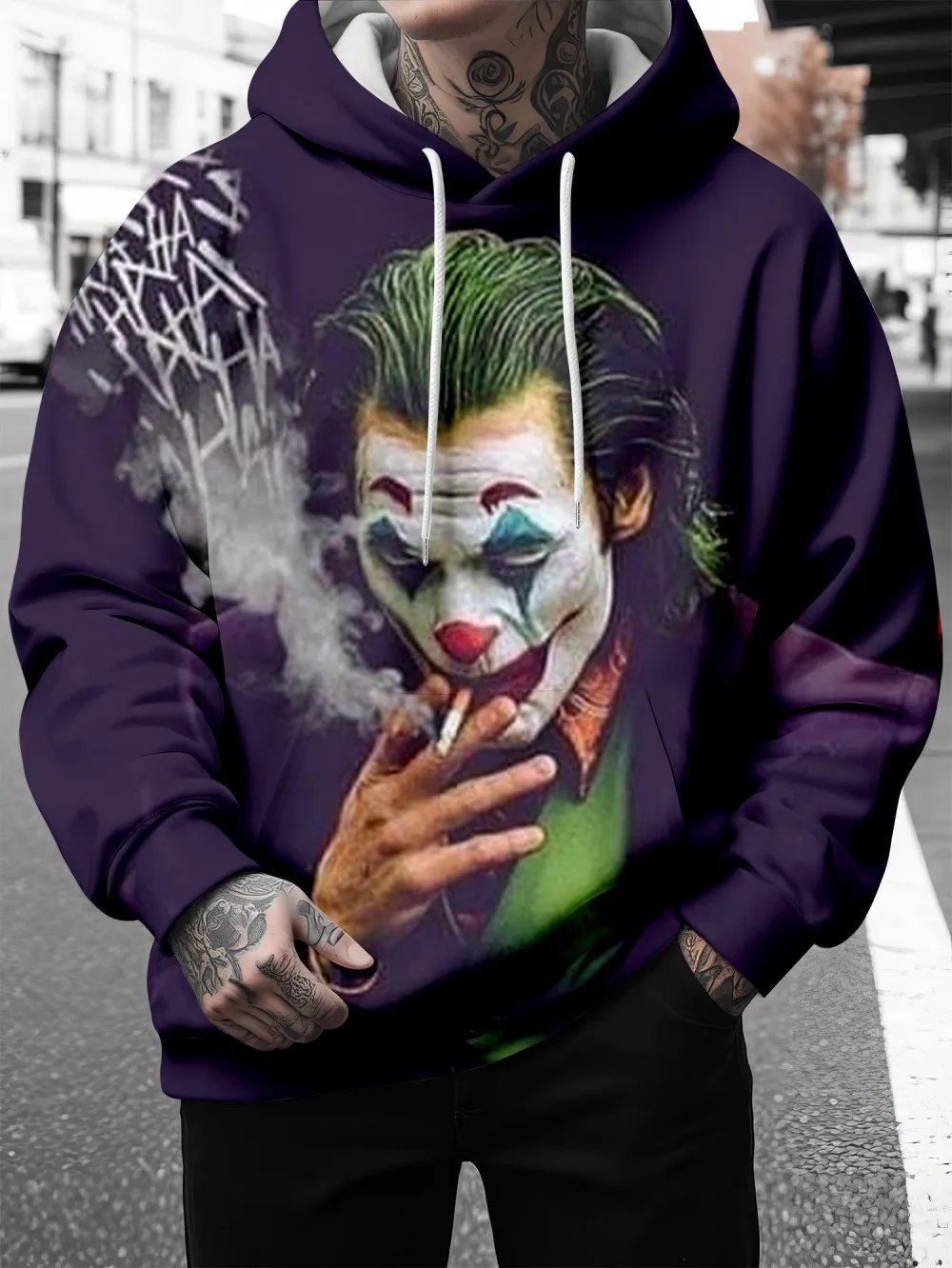 2024 New Dark Knight Clothes Joker Pattern Hoodie For Men And Women 3d Digital Printing Devil Plush Coat Long Sleeve Hoodie