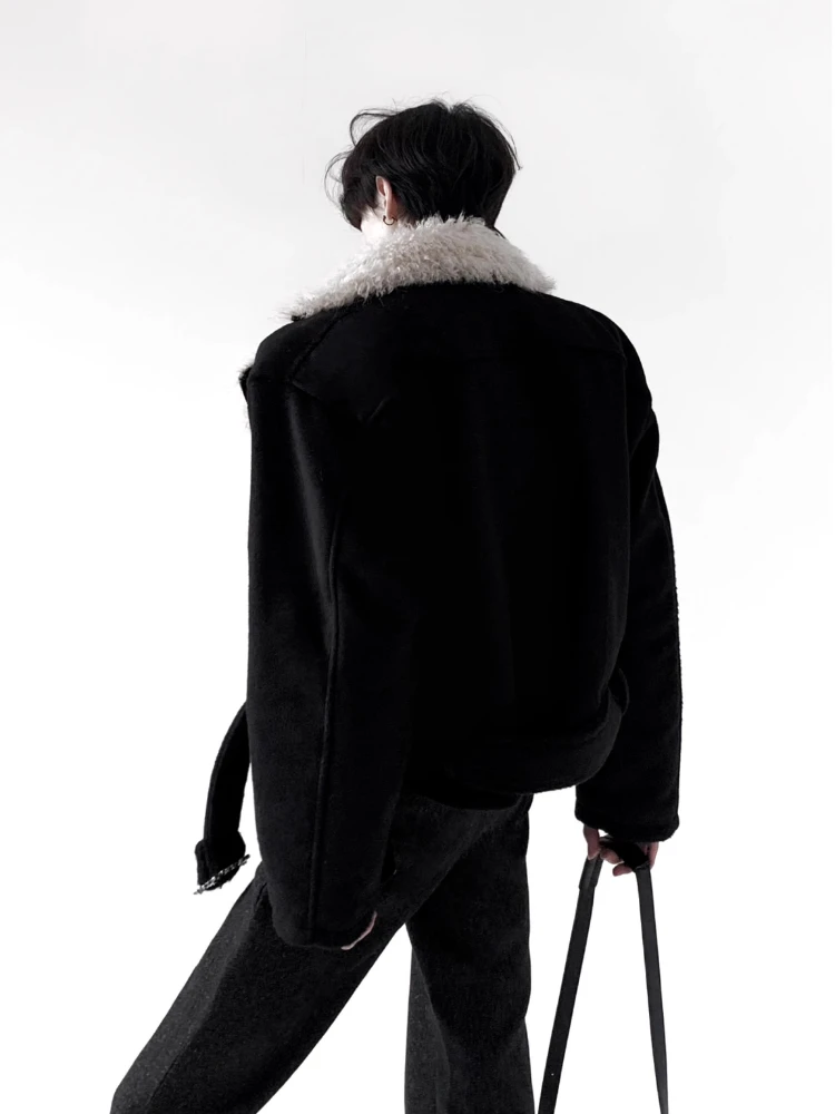 Men's 2025 Winter Faux Large Fur Collar Chic Jackets Men's Thickened Parkas Male Handsome Long Sleeve Loose Comfort Warm Parkas