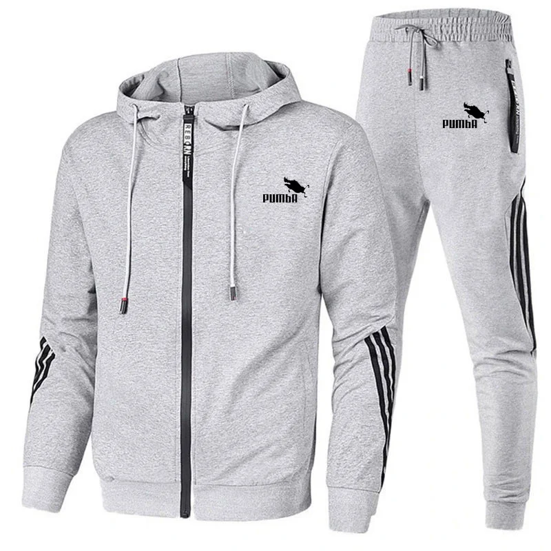 

Men Autumn Winter Sport Suits Casual Outdoor Zipper Jackets and Sweatpants Jogging Set Male Fleece Hoodie Tracksuit PUMBA