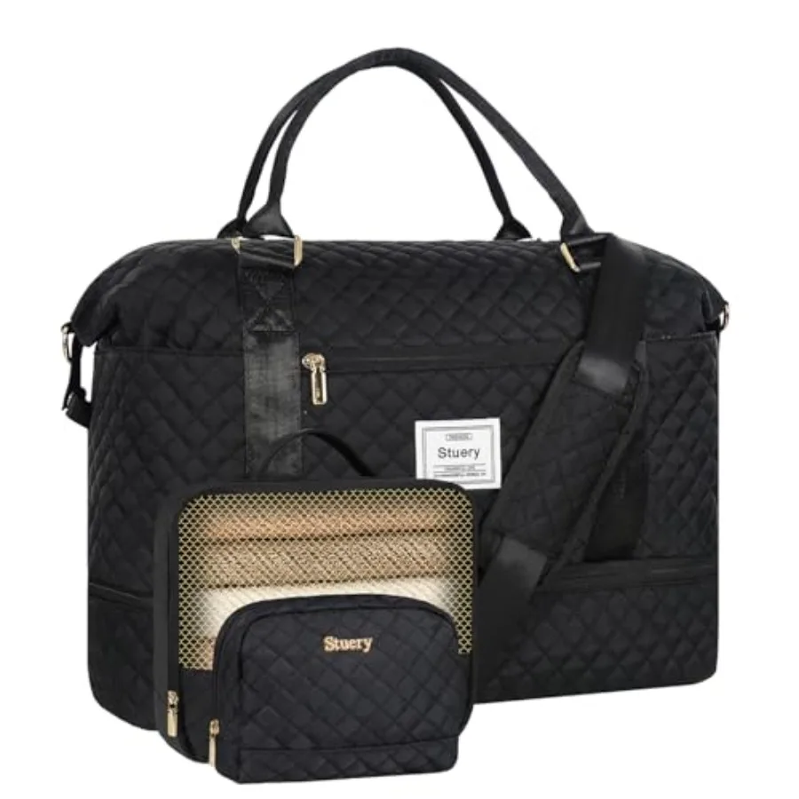 Weekender Bags for Women with Toiletry Bags: Large Overnight Bags Travel Duffel Bag Carry On Shoulder Weekend Tote with Shoe Co