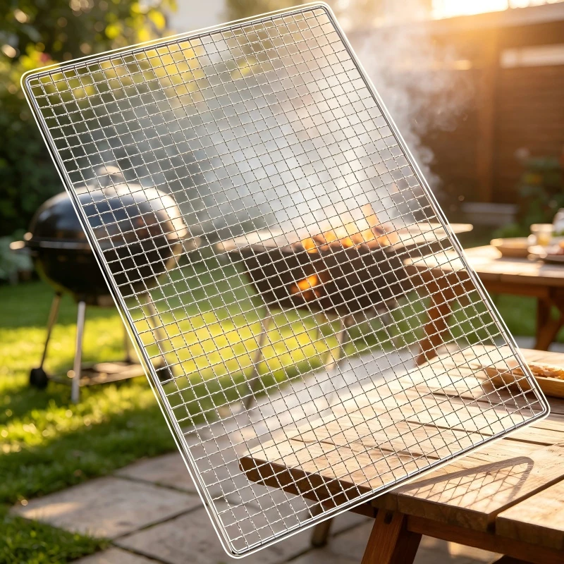 Stainless Steel BBQ Grill Mesh Rectangle Barbecue Wire Rack Grilling Accessories for Meat Cooking Outdoor Activities