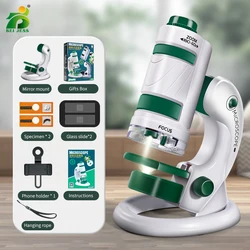 Science Microscope Toy 180x School With Light Experiment Kit Convenient Pocket Microscope Education Children STEM Gifts For Kids