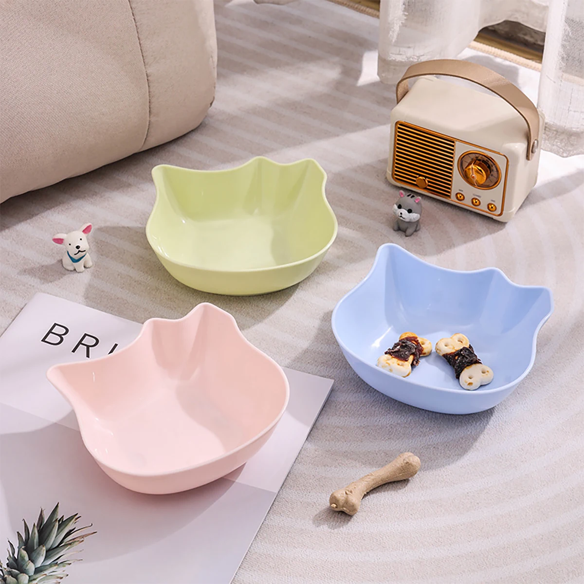 Macaron-Colored Pet Bowl, Portable Foldable Bowl for Outdoor Use, Cat Bowl, Dog Bowl for Outdoor Travel, Pet Drinking Water and Feeding Bowl