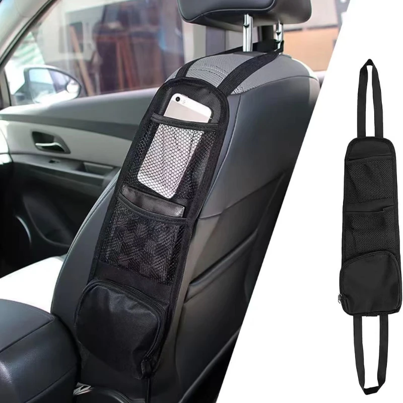 

1Pc Car Seat Side Organizer, Auto Front Seat Storage Hanging Bag,Multifunctional Vehicle Mesh Pocket Hold for Most Car(Black)