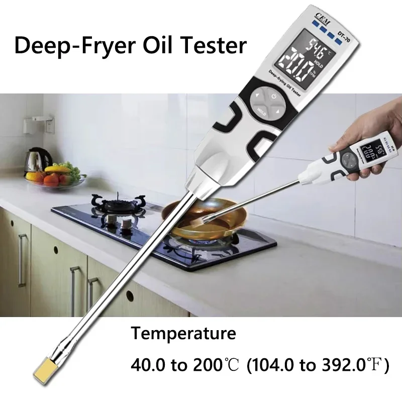 DT-70 Cooking Fryer Oil Tester Kit, Sound and Visual Alarm, Oil Fryer Quality Test Kit for Frying Oil for Kitchen & Restaurant