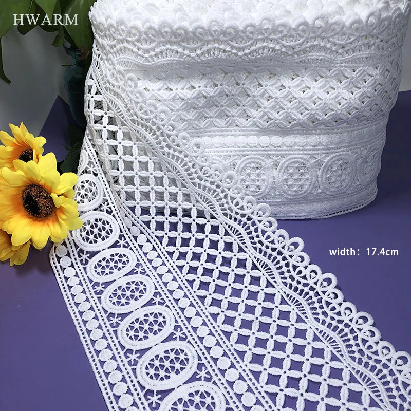 HWARM 10yard Lace Fabric Bar Code Water Soluble Ivory White Diy Milk Silk Embroidery Women's Dress Sewing Trim Home Decoration