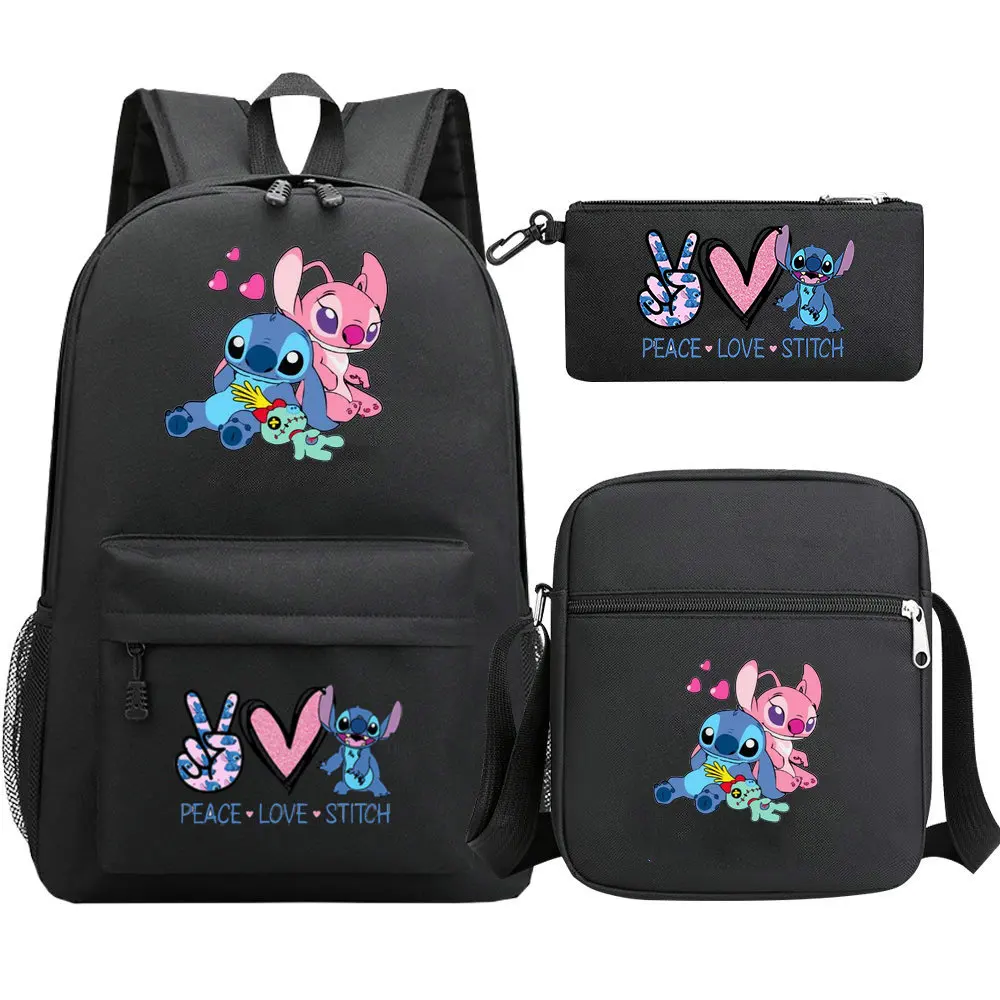 Lilo And Stitch Backpack Waterproof Leisure Shoulder Bag Women Men Laptop Mochila Bookbag Travel Rucksack for Female Mele 3pcs