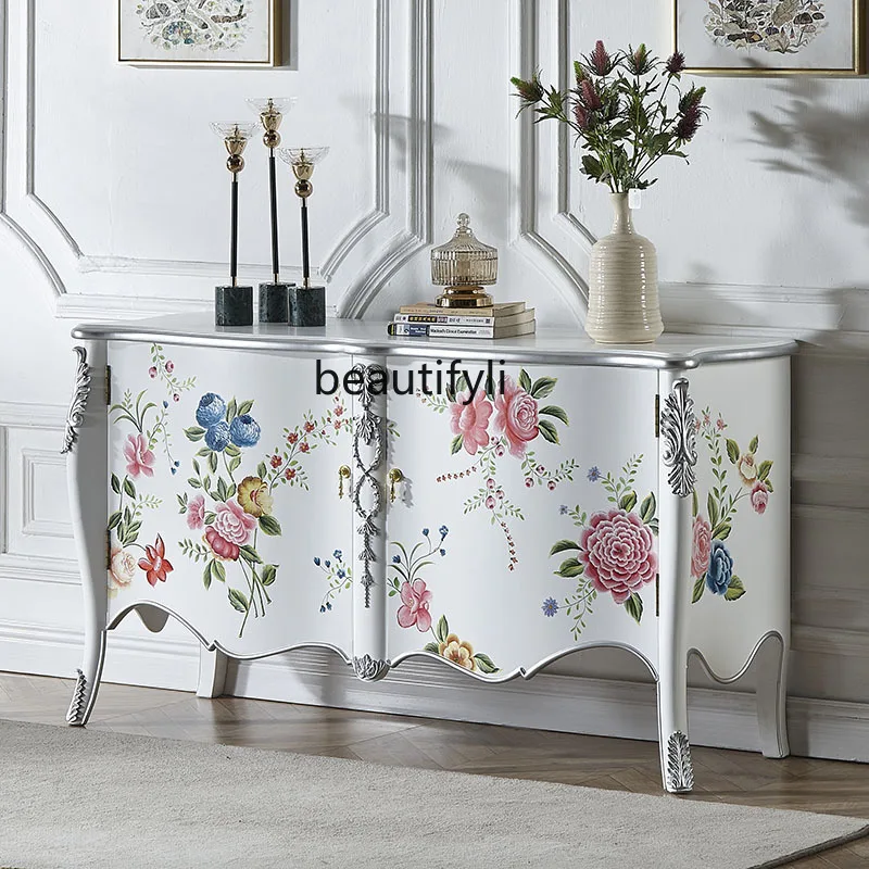 

European painted entrance cabinets, living room decorative storage cabinets, light luxury foyer entry dining side cabinets