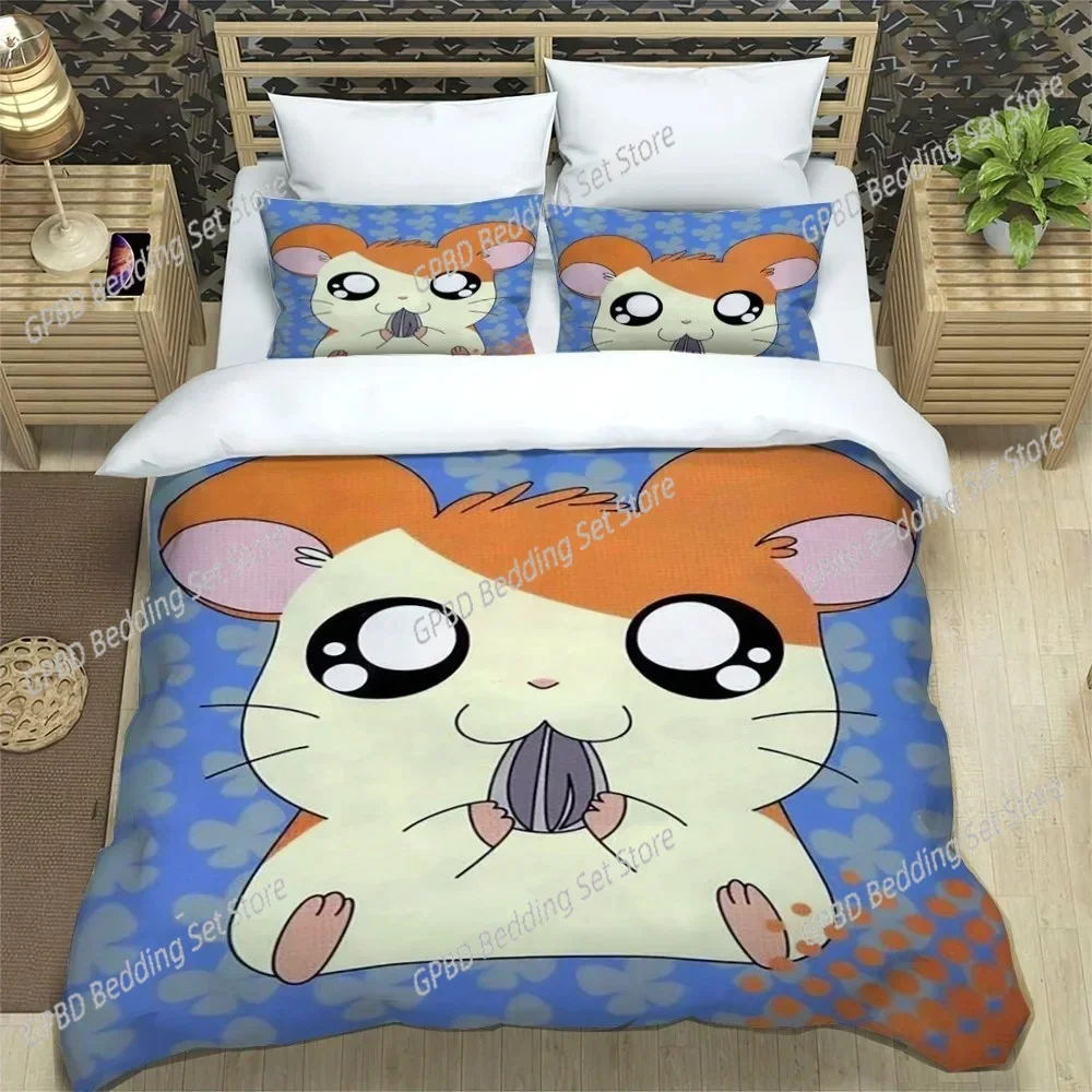 

3D Printing Cartoon Lovely Hamtaro Comfortable Duvet Quilt Cover Pillowcase Bedding Set Children Bedroom Decoration Home Textile