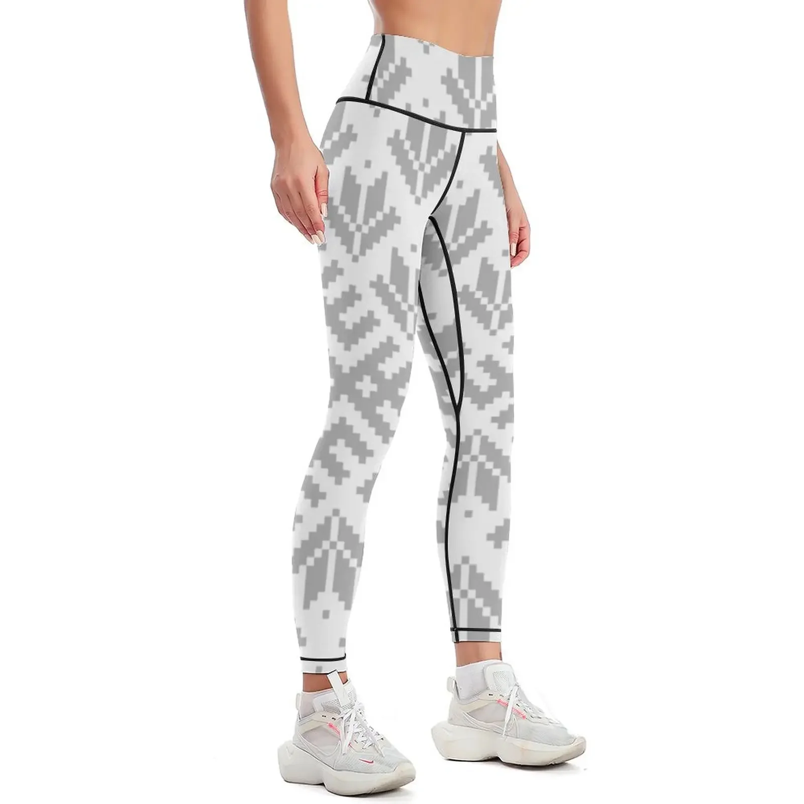 Gray Latvian Lielvarde Belt motif with Star Leggings joggers for Women's sports pants Leginsy push up Womens Leggings