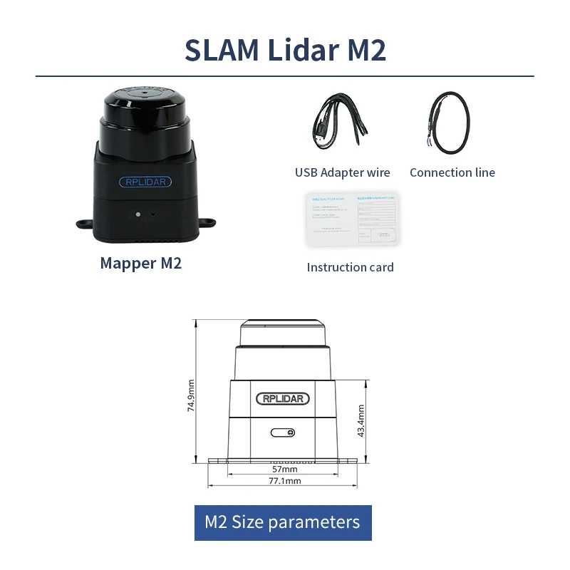 Mapper M2 Laser Measurement Tool Lidar Sensor Rplidar Scanner Kit TOF Ranging 40m Compatible with ROS Robotics